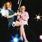 PIC OF NICK AND CHARLIE ON FLYING TRAPEZE, Photograph by Mark Harrison, courtesy Radio Times